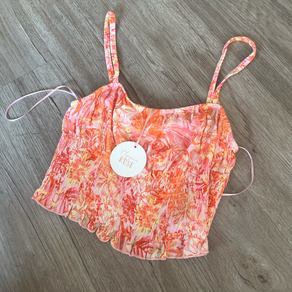 Hippie Rose Pink and Orange Tank Top